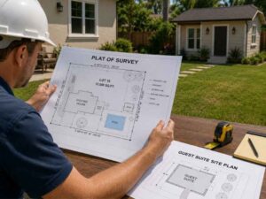 Alt text:
Plat of survey review for a detached guest suite in Hollywood, Florida