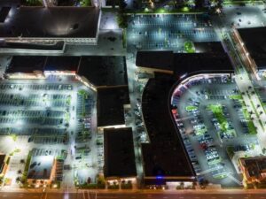 ALTA survey for an aging shopping plaza in Hollywood Florida showing parking, access, easements, and existing site improvements. 