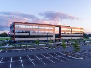 Office building and parking lot documented with an as built survey